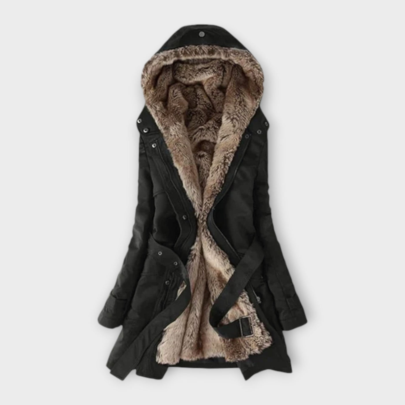 Mikash - Cappotto Accogliente Foderato in Pelliccia