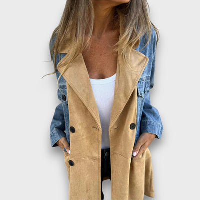 Ariana – Cappotto in Denim e Finta Pelle Scamosciata