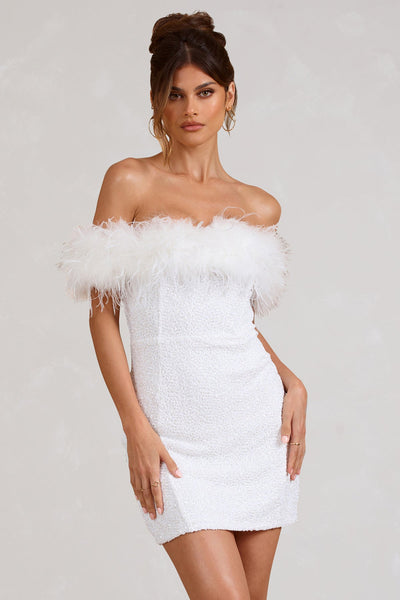 Savrani™ | Abito in paillettes con piume