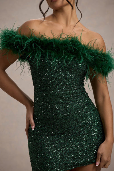 Savrani™ | Abito in paillettes con piume
