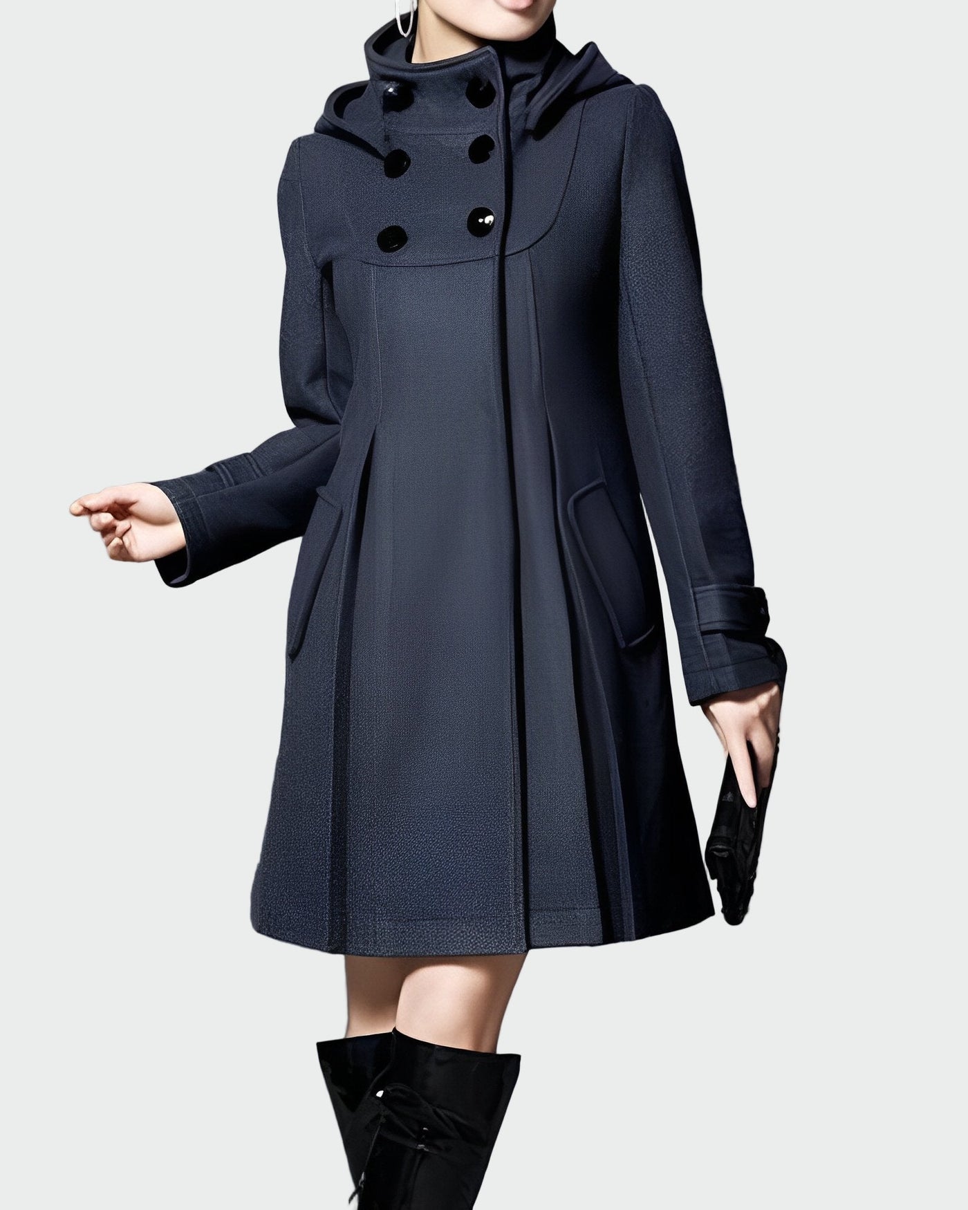 Cappotto con cappuccio e colletto