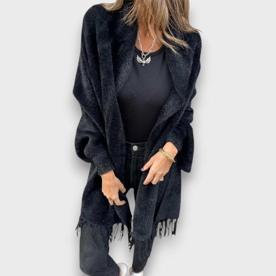 Meliora – Elegante cardigan con frange
